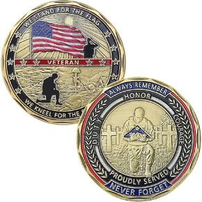 24 PCS Military Challenge Coins, US Military Coins Veteran Challenge Coin - Stand for The Flag, Kneel for The Fallen - Military Commemorative Appreciation Gifts