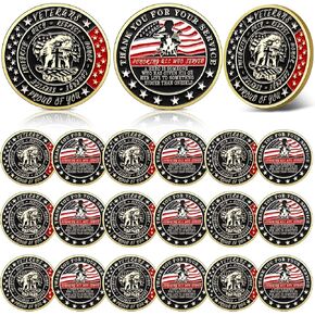Quelay 20 Pcs Military Challenge Coins Thank You Your Service Veterans Day Gifts Military Appreciation Coins Veterans Proud of You Coins Bulk for Men Women Veterans Presents
