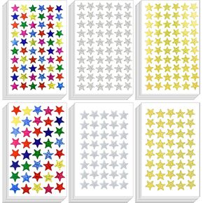 3000 Count Foil Star Stickers for Kids Reward 60 Sheets Small Self-Adhesive Shiny Metallic Stars Labels for Students Rewards Teachers Supplies School Home Office Decoration (Gold Sliver Colorful)