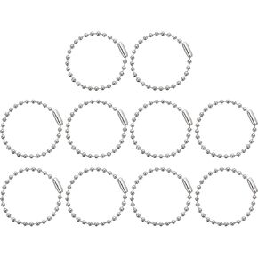 HARFINGTON 50pcs Ball Beads Chain 4 Inch 2.4mm Diameter Metal Dog Tag Keychain Ball Connector Clasp for Jewelry Making Necklace DIY Crafts, Black