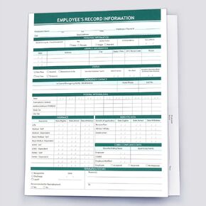 Employee Record Folders, Secure, Large Capacity and Durable Employee Info Record Organizer, Preprinted 25 Pack (Green)
