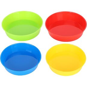 Color Plastic Paint Bowl, 4PCS Children's Art Drawing Tray Student Craft DIY Round Pallets Accessory for Acrylic Oil Watercolor