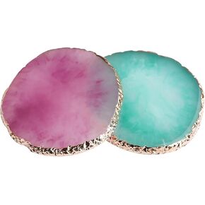 2 Pcs Resin Nail Art Palette, Nail Art Painting Palettes Gold Edge Nail Holder Nail Art Display Board