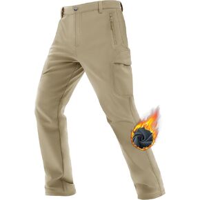 TACVASEN Men's Winter Tactical Pants Fleece Lined Cargo Hiking Pants Stretch Water Resistant Outdoor Softshell Pants