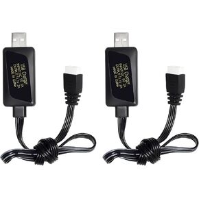 2PCS 3S 11.1V 2A USB Charger for Remote Control Cars, Ships, Drones, Air Guns, and RC Toys 11.1V Battery USB Charging Cable