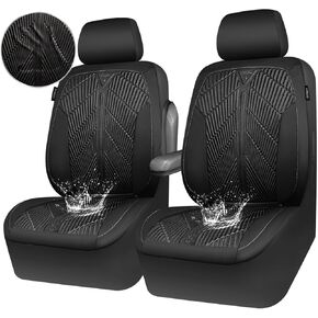 CAR PASS Waterproof Car seat Covers Front Seats Covers Neoprene Wetsuit, All-Weather Non-Slip Durable, Universal Fit for SUV Sedans Trucks Vans Automotive, Armrest Airbag Compatible, Emboss 2 Black
