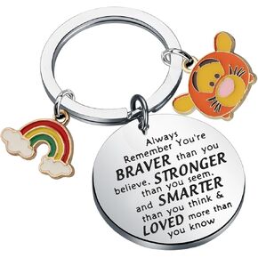 Tiggers Keychain Tiggers Lover Gifts Cartoon Tiggers Gifts Movie Fans Gifts You Are Braver Stronger Smarter Than You Keychain