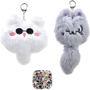JJK. Keychain Gojo Geto Plush Keychain Anime Jujutssu Inspired Keyrings and Stickers for Men Friend