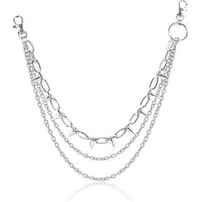 Silver Pants Chain For Men Cool Hip Hop Jean Chains For Men Punk Wallet Chain With Lobster Clasps Punk Belt Chains Pocket Chain