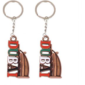 2pcs dubai buildings keychain, dubai travel souvenir keychain, bag car decoration keychain, send friends elders colleagues travel souvenir keychain