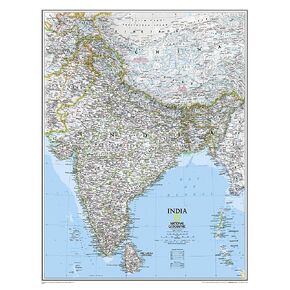 National Geographic India Wall Map - Classic - Laminated (23.5 x 30.25 in) (National Geographic Reference Map)