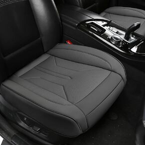 Car Seat Cover Front Leather Seat Covers, 2 Pack Bottom Seat Covers for Cars, Waterproof, Full Wrapping Edge, Universal Fit Seat Cushion for Most Cars (White)