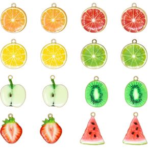 Honbay 32PCS Enamel Fruit Charms Pendnat for Earring Necklace Bracelet Keychain Jewelry Craft Making (8 Style)
