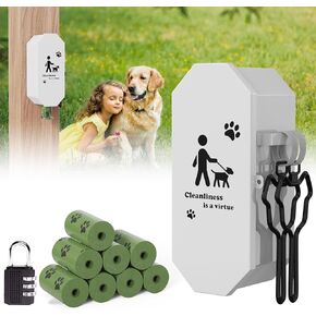 Dog Poop Bag Dispenser, Steel Dog Poop Bag Holder, with Magnetic Door Seal with Lock, Indoor/Outdoor Poop Bag Dispenser with 8 Rolls of Dog Poop Bags, Black (Black) in Saudi Arabia