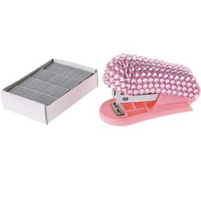 Fashion Handmade Mini Baby Pink Crystal Stapler,Exclusive Bling Stapler,Portable Rhinestone Stapler