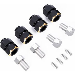 4Pcs Extended Wheel Hex Hubs Brass Counterweight Hex Adaptor for TRX4M 1/18 RC Crawler Car Upgrade Parts (Black)