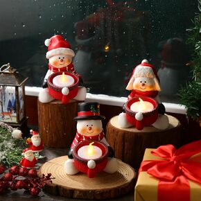 Mumufy 3 قطع عيد الميلاد ثلج حامل الشموع الراتنج Tealight حامل مجموعة عيد الميلاد ديكور حاملي الشمعدان لطاولة المطبخ الموقد الطعام عيد الميلاد الشتاء عطلة ديكور in Kuwait