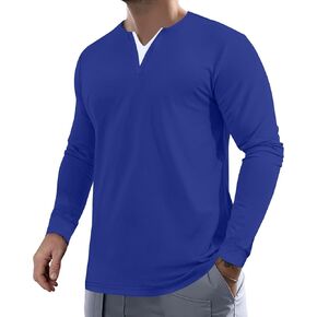 Men’s Athletic V Neck T Shirts Casual Long Sleeve Silm Gym Muscle T Shirt Solid Lightweight Shirts Tops