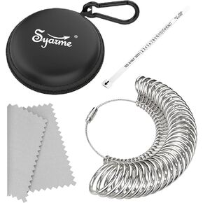Ring Sizer Measuring Tool-Ring Sizer Custom and Finger Diameter Measurement Jewelry Making Tool, US Size 0-15 31 Pcs, Comes with Dedicated Storage Box, Ring Gauge Soft Ruler, Polishing Cloth