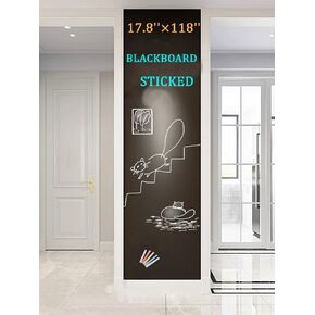 Extra Long Chalkboard Contact Paper Vinyl Roll, 17.8 x 118 Inches, Peel and Stick, Black