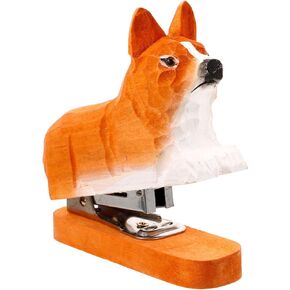 VILLCASE Mini Cute Stapler, Wood Stapler Corgi Office Dog Staplers, Desktop Stapler Wood Desk Stapler Office Stapler for Party Favors Office and School Use