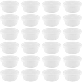 24pcs Transparent PP Small Round Cup Clay Containers Slime Storage Plasticene Bowl with Lids for Snowflake Crystal Clay, Color Mud