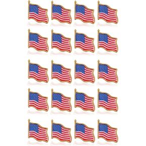 Tvoip 20 Pieces American Flag Lapel Pins United States USA Waving Flag Pins Enamel Patriotic American Badge Pin Brooch for Men Women