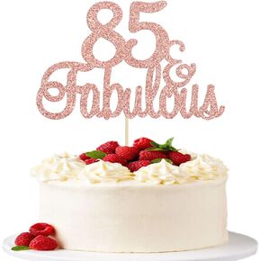 Gyufise 1Pcs 65 & Fabulous Cake Topper Rose Gold Glitter Sixty Five and Fabulous Cake Toppers Happy 65th Birthday Cake Pick for 65th Wedding Anniversary Birthday Party Cake Decorations Supplies