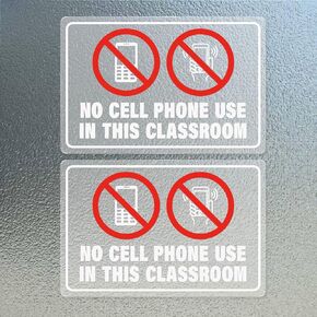 No Cell Use in This Classroom Sticker 8X 12 Inch Vinyl Removable Waterproof Self Adhesive Decal for Business Classroom Outdoor Indoor 2 PCS