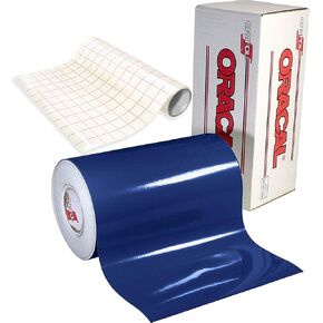 ORACAL 651 Gloss Dark Blue Adhesive Craft Vinyl for Cameo, Cricut & Silhouette Including Roll of Clear Transfer Paper (30ft x 12")