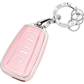 for Honda Key Fob Cover - Soft TPU Key Fob Protector for Honda Accord Civic CRV Pilot Odyssey Smart Key Case with Bling Keychain
