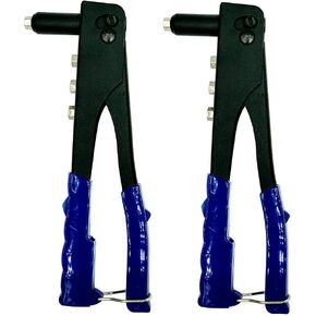 BRUFER 208748 One-Hand Pop Rivet Gun Tool with Nozzle Wrench and 4 Different Interchangeable Heads - Bulk Pack of 2 Rivet Tools