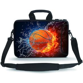 14 15 15.4 15.6 inch Messenger Bag Carrying Case Sleeve with Handle Accessory Pocket Fits 14 to 15-Inch Laptops/Notebook/Ebooks/Kids Tablet/Pad(Basketball Fire)