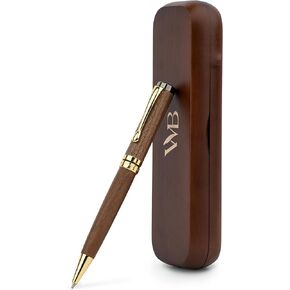 Wordsworth and Black Ballpoint Pen Set - Stunning Luxury Pen Bamboo Rosewood Gold Finish, Refillable, Best Ball Pen for Men & Women, Black Ink Refill, Elegant, Point Pen