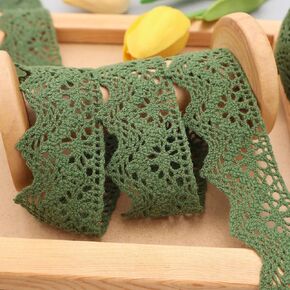 IDONGCAI Lace Crochet Lace Trim Cotton Lace Ribbon Multi-Color Triangle Lace for Sewing Crafts Decor 1.4 inch*10 Yards (Army Green)