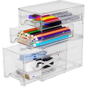 Organizer Storage Plastic Drawer For Desk: 2 Pcs 4X8 1 Drawer Desktop Office Supplies, Desk Organizers, Dustproof Drawer Storage, Office Desk Accessories Supplies Storage Clear Desk Accessories