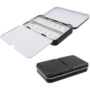 Empty Watercolor Palette with Lid Metal Watercolor Pigment Box Medium with 26 Half Pans and Fold-Out Palette for Gouache Painting Acrylic Painting Travel Painting Personal use and Teaching Tool