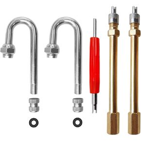 5PCS Dually Valve Stem Extenders Kit,180 Degree Heavey Duty Universal Metal Valve Stem,Dual Wheel Valve Stem Extensions for Truck Tires, RV Tires, Motorhome, Coach, Pickup, Motorcycle, Bike, Trailers