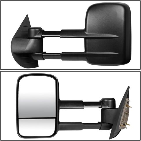DNA Motoring TWM-003-T222-BK Pair of Manual Telescopic Foldable Towing Mirrors Compatible with 07-13 Silverado/Suburban/Sierra/Yukon/Tahoe/Escalade, Black in Saudi Arabia