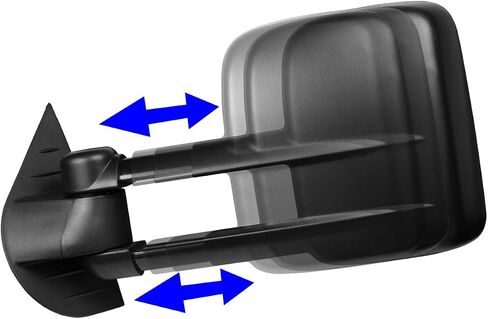 DNA Motoring TWM-003-T222-BK Pair of Manual Telescopic Foldable Towing Mirrors Compatible with 07-13 Silverado/Suburban/Sierra/Yukon/Tahoe/Escalade, Black in Saudi Arabia