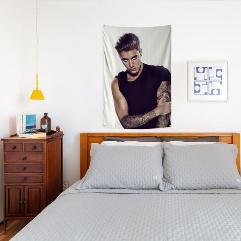 owpIa Funny Tapestry Man Cave Wall Flag Justin Music Singers Wall Hanging Dorm Home Decorations Poster for Bedroom Living Room College Dorm 2x3ft (1) in Saudi Arabia