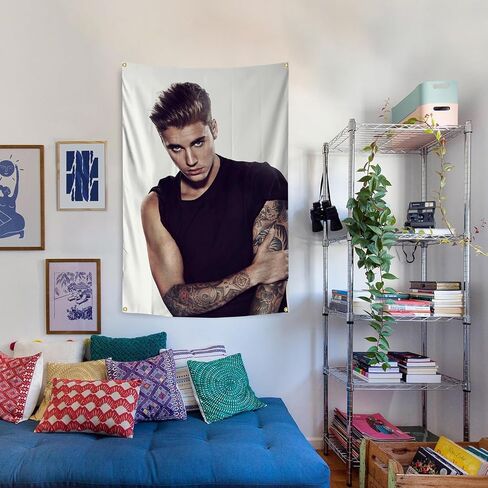 owpIa Funny Tapestry Man Cave Wall Flag Justin Music Singers Wall Hanging Dorm Home Decorations Poster for Bedroom Living Room College Dorm 2x3ft (1) in Saudi Arabia