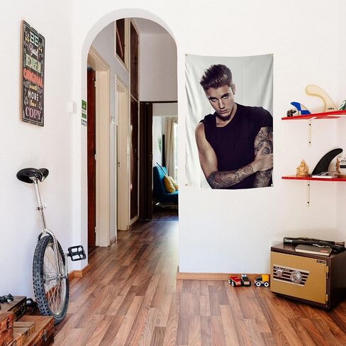 owpIa Funny Tapestry Man Cave Wall Flag Justin Music Singers Wall Hanging Dorm Home Decorations Poster for Bedroom Living Room College Dorm 2x3ft (1) in Saudi Arabia