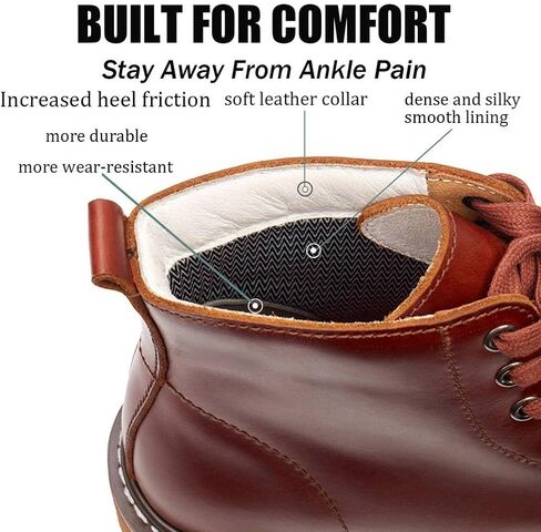 SUREWAY Men’s 6" Stylish and Comfort Leather Ankle Lace-up Boots,Men Dress Chukka Boots,6-Inch Service Boot Pro,Casual Soft toe Brown Work Boots in Saudi Arabia