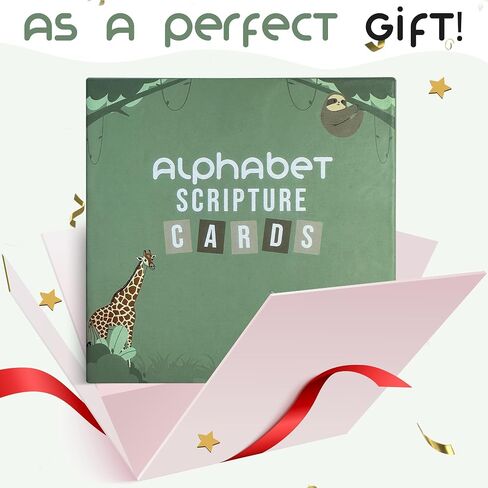 Children's Alphabet Animal Scripture Cards-Toddler Flash Cards-flashcards for Toddlers 1-3, Baptism Gifts for Girls-Baptism Gifts for Boys- Prayer Cards in Saudi Arabia