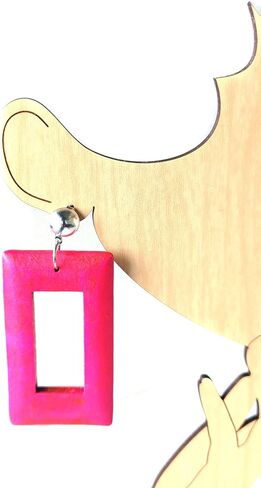 Clip-on Earrings Bohemian Wood Earrings Rectangle Dangle Assorted Colors 3 inch L in Kuwait