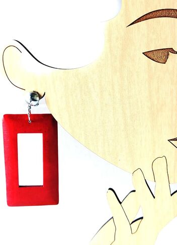 Clip-on Earrings Bohemian Wood Earrings Rectangle Dangle Assorted Colors 3 inch L in Kuwait