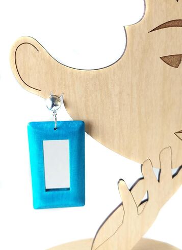 Clip-on Earrings Bohemian Wood Earrings Rectangle Dangle Assorted Colors 3 inch L in Kuwait