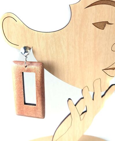 Clip-on Earrings Bohemian Wood Earrings Rectangle Dangle Assorted Colors 3 inch L in Kuwait