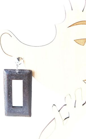 Clip-on Earrings Bohemian Wood Earrings Rectangle Dangle Assorted Colors 3 inch L in Kuwait